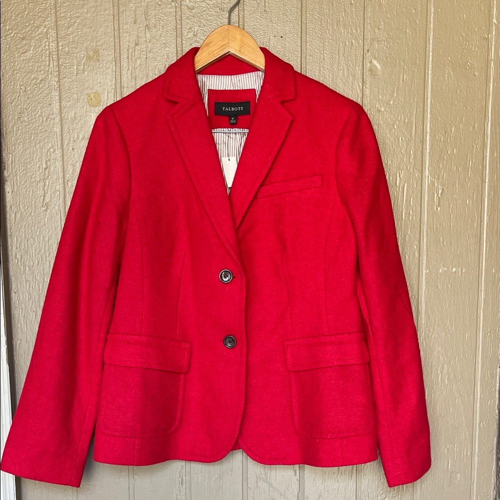 Talbots wool blend Blazer in vibrant red size 10